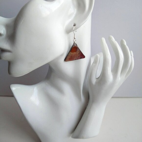 Handmade color mix  polymer clay earrings. Boucles d'oreilles fait à la main. - Picture 4 of 7